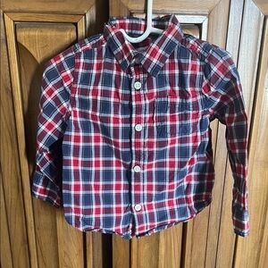 Joe Fresh Kids Plaid Button Down Shirt - Red, White, and Blue